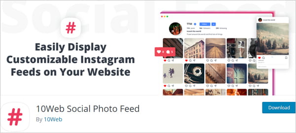 10Web Social Photo Feed Instagram plugin for WordPress.