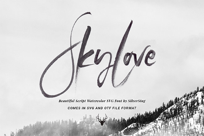 SkyLove SVG Hand Drawn Watercolor Script Font by SilverStag