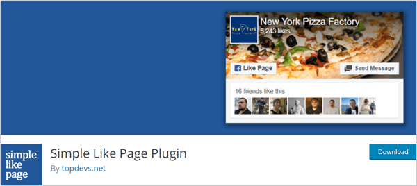 Simple Like Page Plugin for Facebook and WordPress integration.