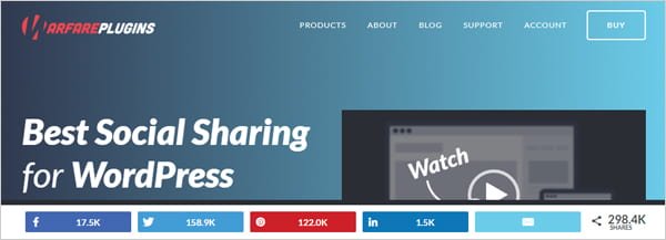 Social Warfare social share buttons plugin for WordPress.