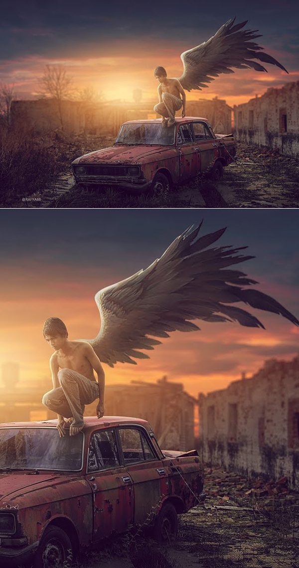 How to Make Side Wing Sunset Effect Photo Manipulation Tutorial