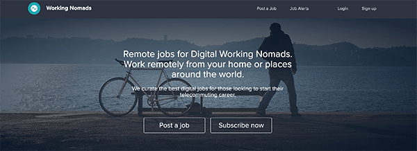 Working Nomad homepage.