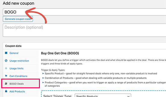 Add coupon for your BOGO deal