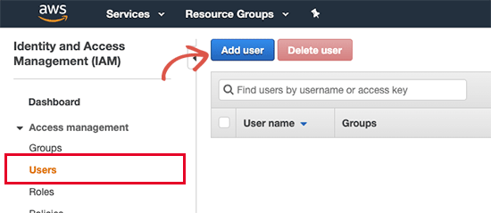 Add new user to IAM Add new user to IAM
