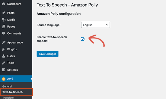 Enable text to speech Enable text to speech