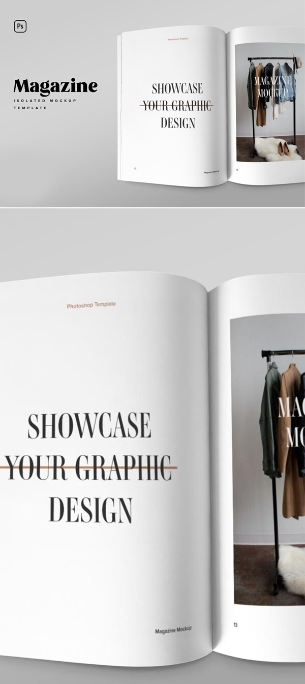 Minimalistic Magazine Spread Mockup Minimalistic Magazine Spread Mockup