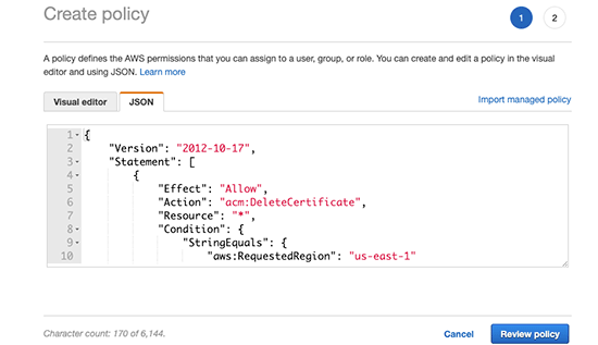 Copy and paste the policy rules in JSON format Copy and paste the policy rules in JSON format