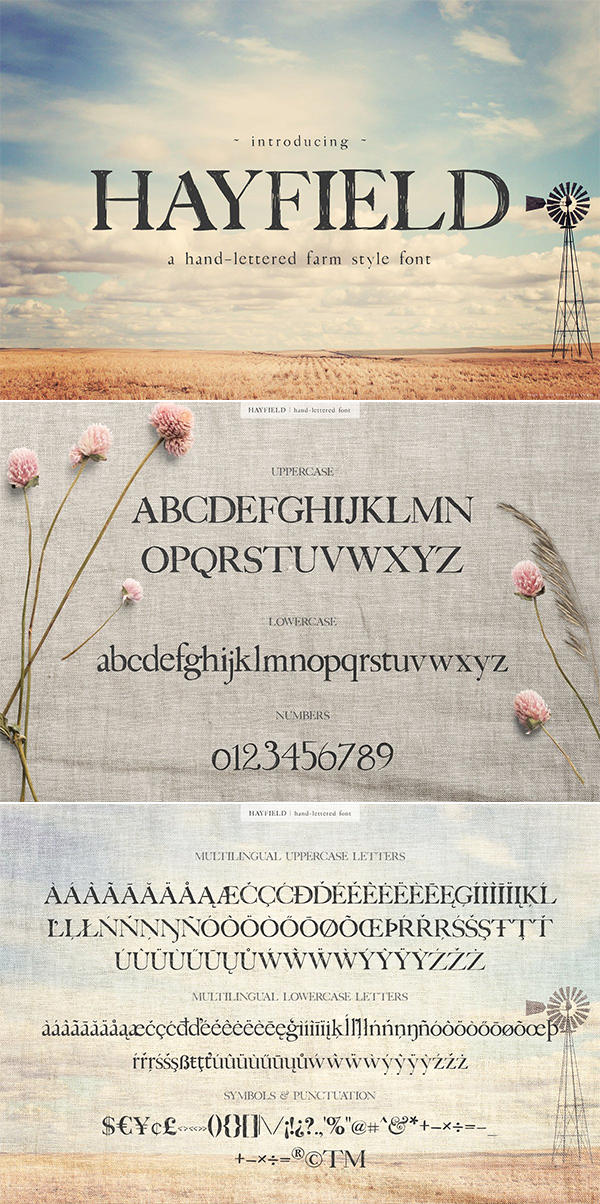 Hayfield Hand Lettered Font