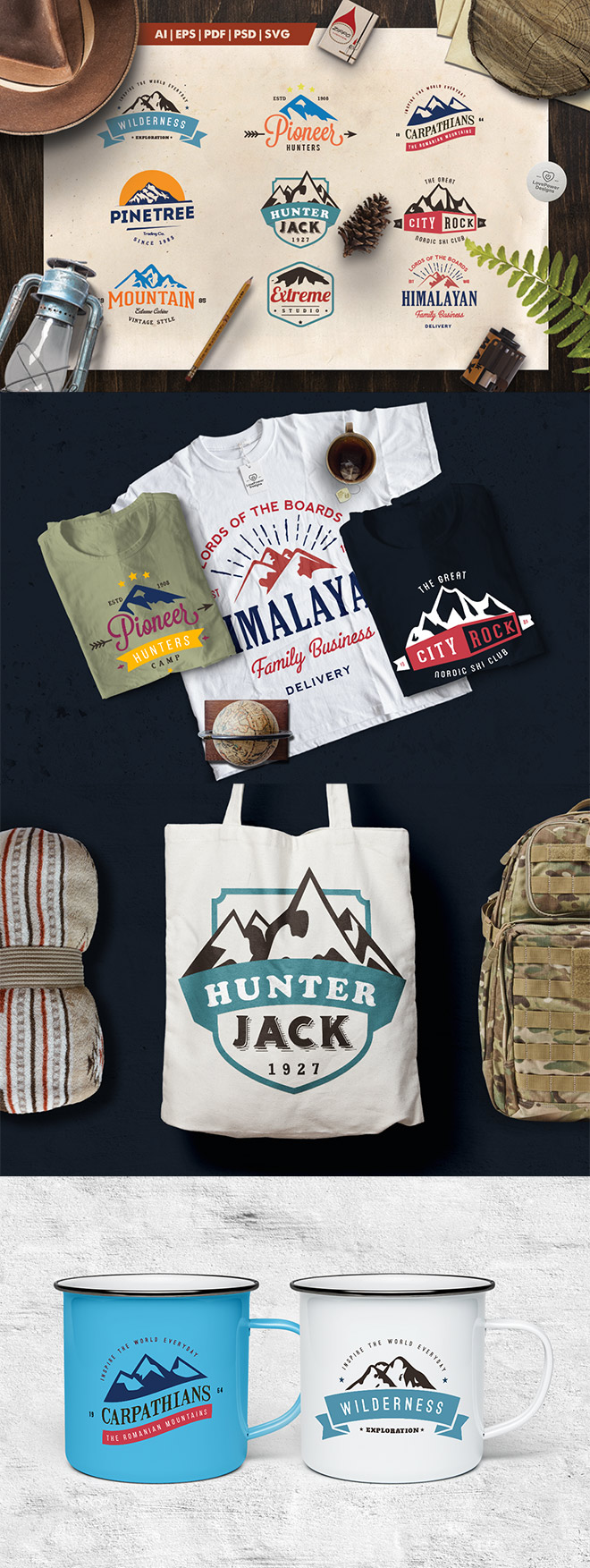 Mountain Vintage Logo Badges for Premium Members