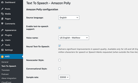 Text to speech settings Text to speech settings