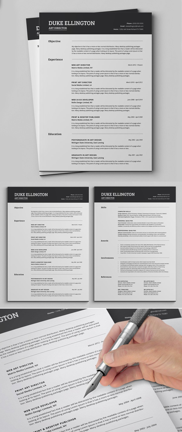 Two Pages Classic Resume CV Template Two Pages Classic Resume CV Template
