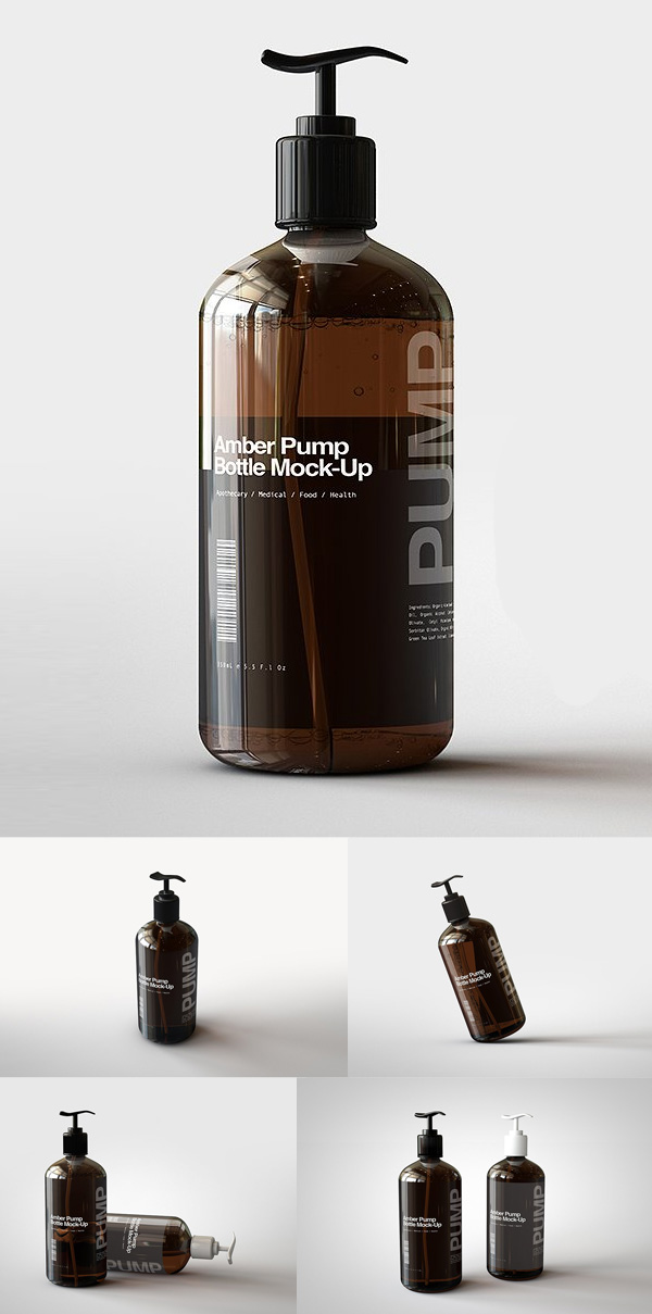 Amber Pump Bottle Mock-Up Amber Pump Bottle Mock-Up