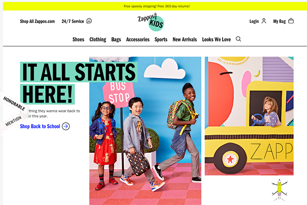 Zappos Kids - Website Design Zappos Kids - Illustation in Website Design