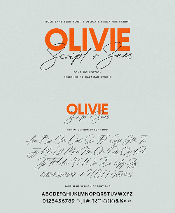 Olivie Font Duo // Script & Sans Olivie Font Duo // Script & Sans