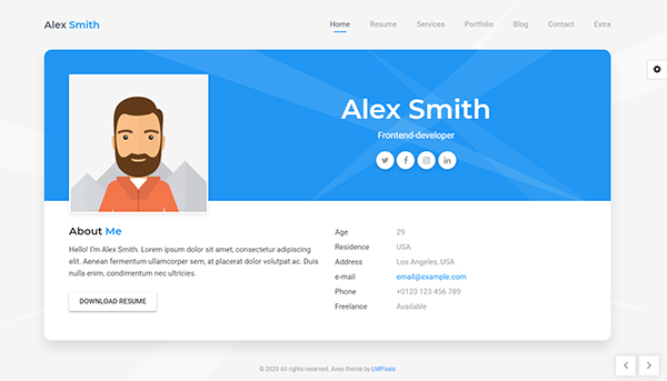 Aveo | Personal Resume Theme Aveo | Personal Resume Theme