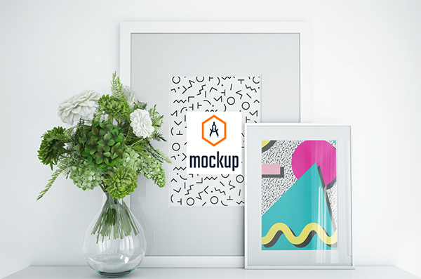Two Free White Photo Frames Mockup Two Free White Photo Frames Mockup