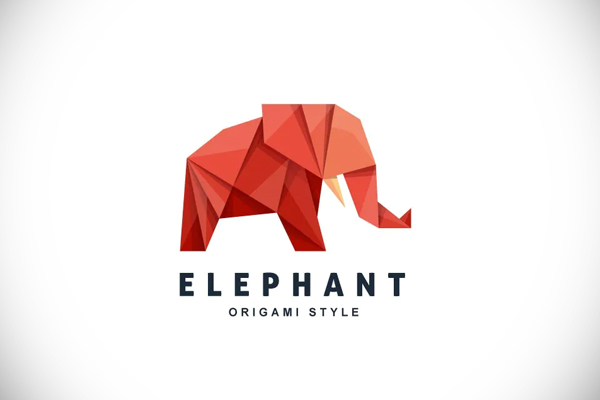 Elephant Origami Gradient Colorful Logo