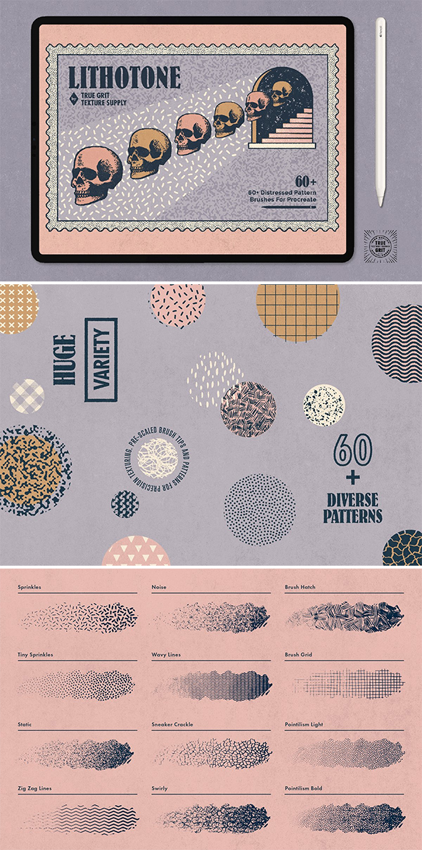 Lithotone Brushes for Procreate Lithotone Brushes for Procreate