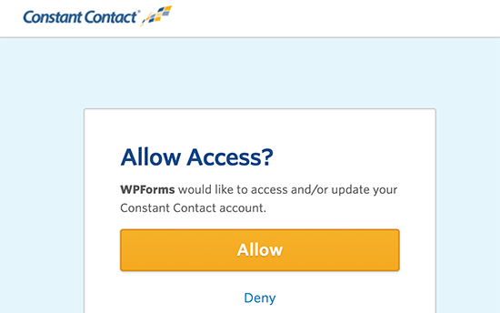 Allow WPForms to connect with Constant Contact Allow WPForms to connect with Constant Contact