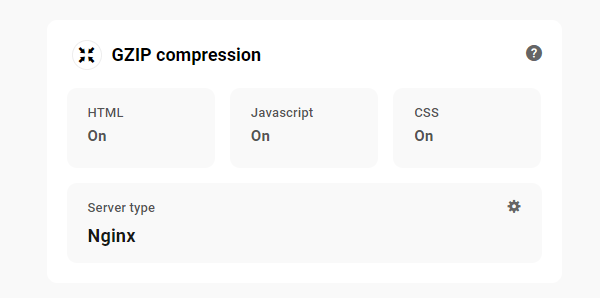 The Hub: Performance Tab - GZIP Compression panel