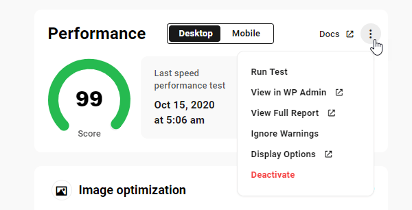 The Hub: Performance tab - More options