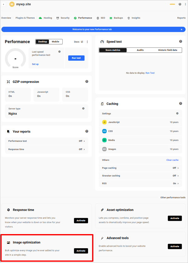 The Hub - Performance dashboard.