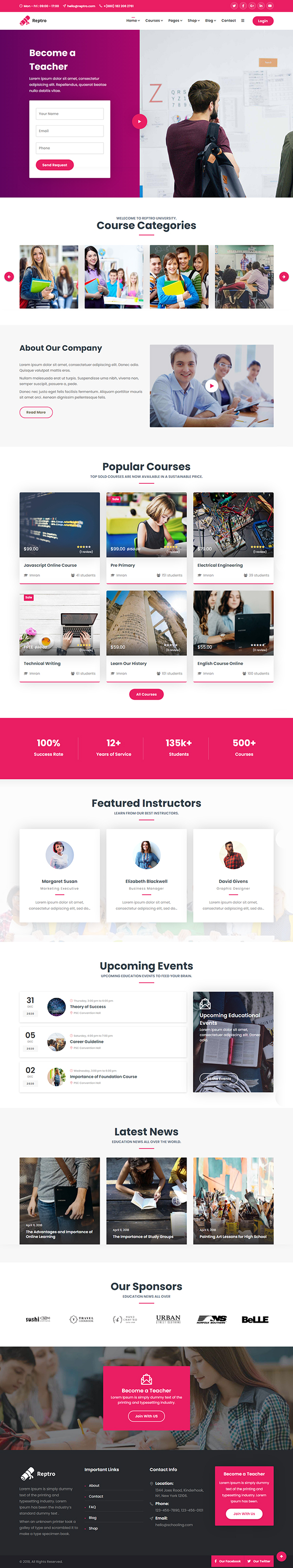 Reptro - Online Course WordPress Theme Reptro - Online Course WordPress Theme