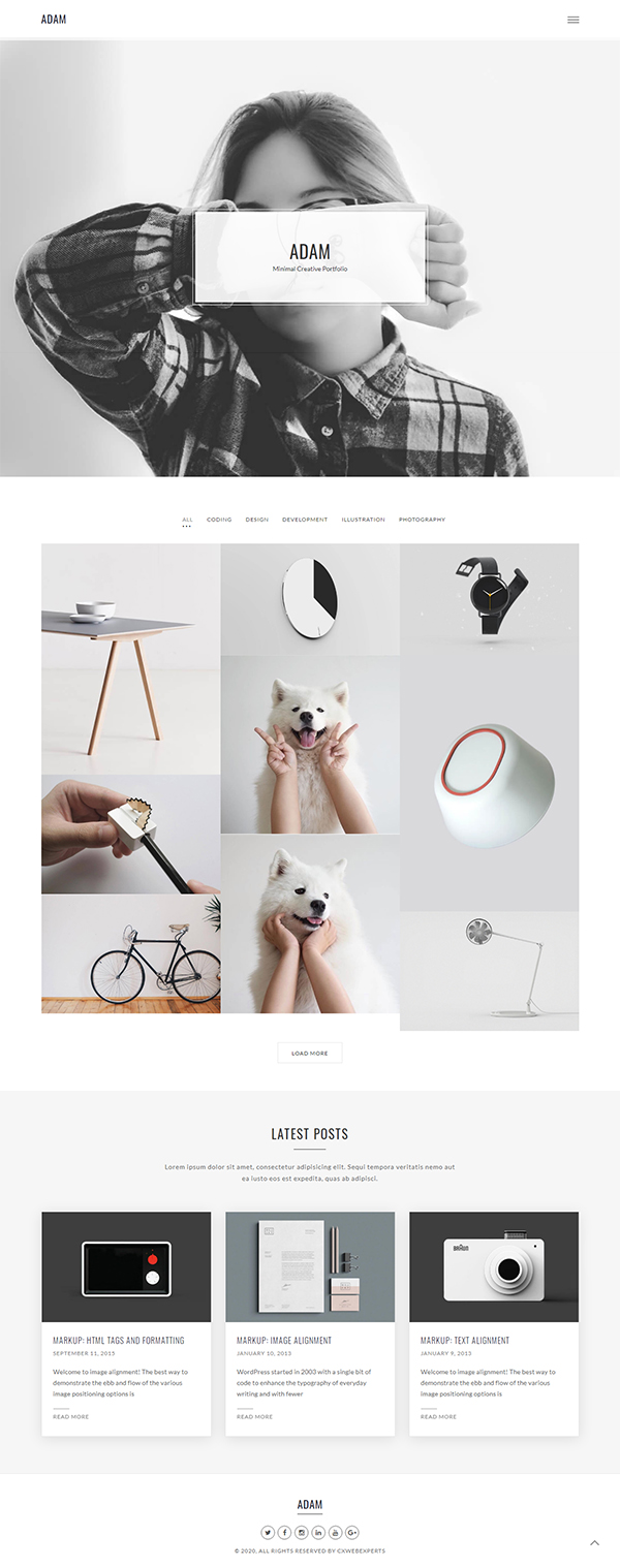 ADAM - Minimal Responsive Portfolio WordPress Theme ADAM - Minimal Responsive Portfolio WordPress Theme