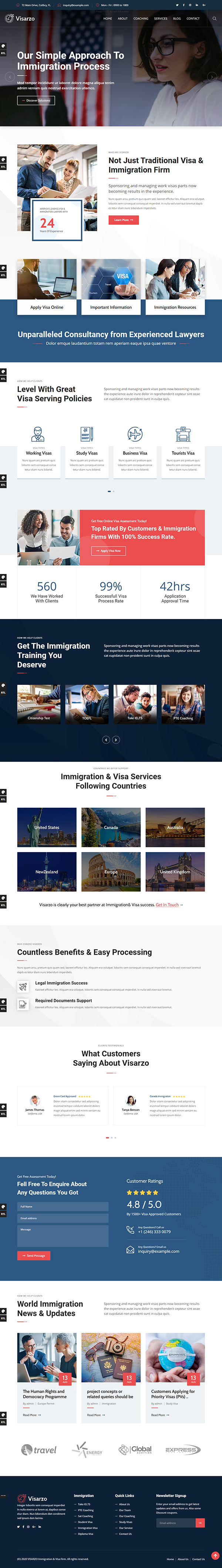 Visarzo – Immigration and Visa Consulting WordPress Theme Visarzo – Immigration and Visa Consulting WordPress Theme