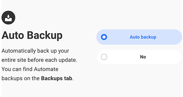 Where you set up auto backups.