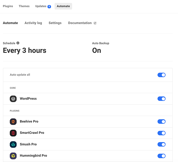 Where you see auto updates.