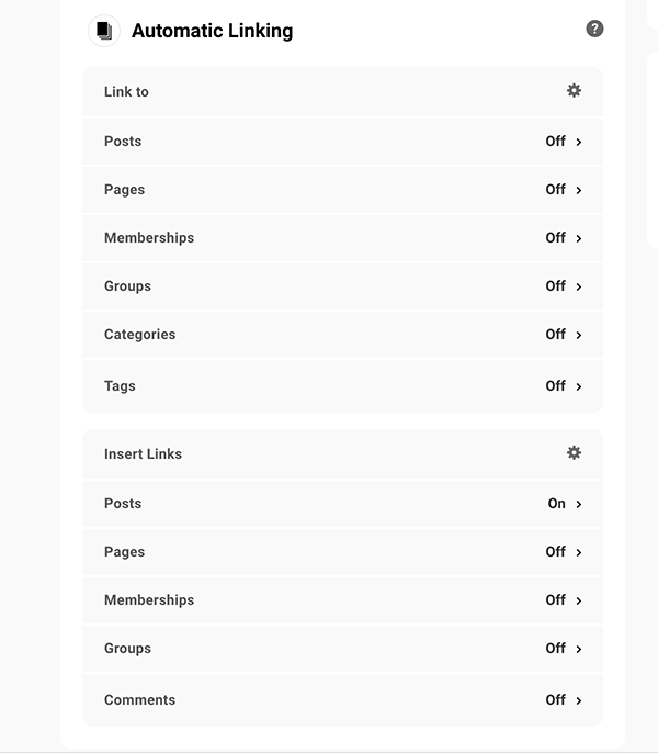 Automatically linking area.