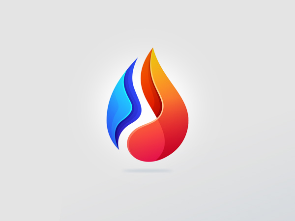 Colorful Water Fire Logo Design