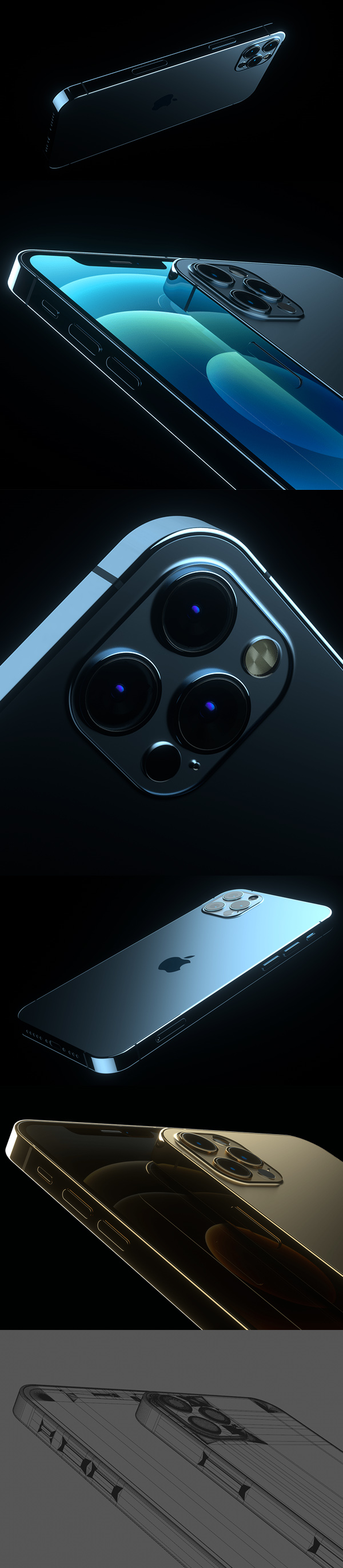 Apple iPhone 12 Pro 3d Model and Light scene