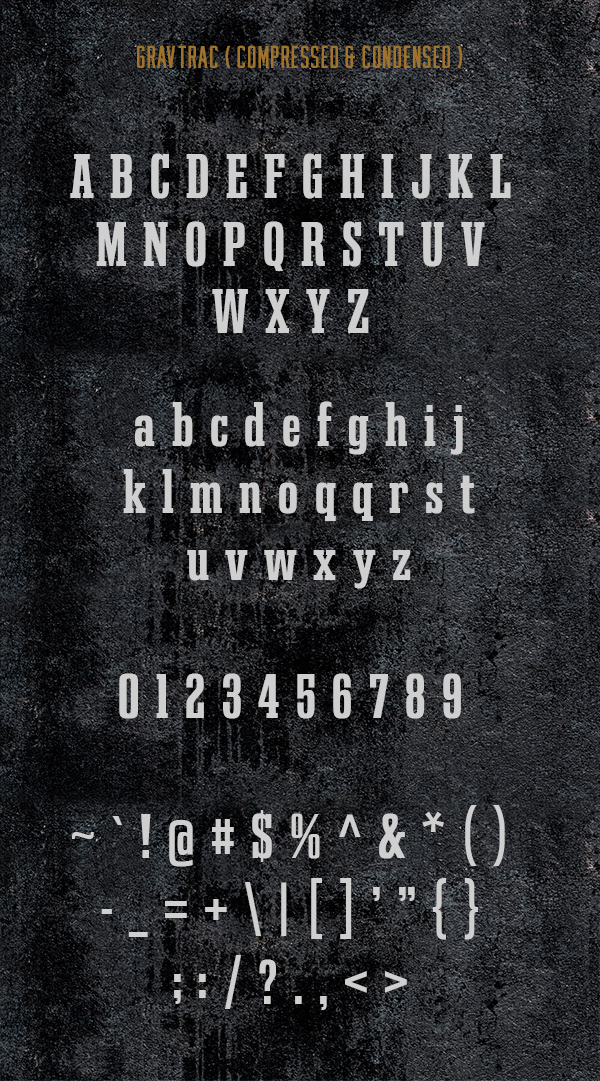 Gravtrac Font Letters