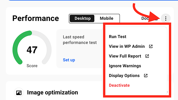 More options in the performance area.